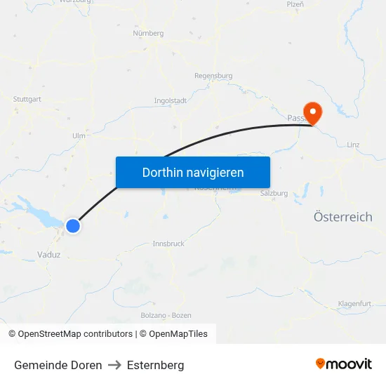 Gemeinde Doren to Esternberg map