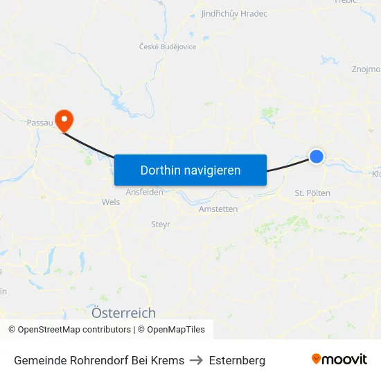 Gemeinde Rohrendorf Bei Krems to Esternberg map