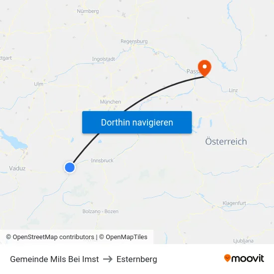 Gemeinde Mils Bei Imst to Esternberg map