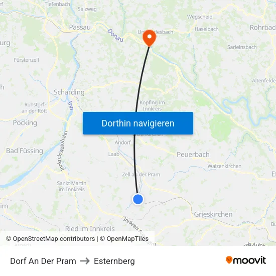 Dorf An Der Pram to Esternberg map