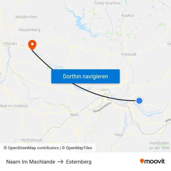 Naarn Im Machlande to Esternberg map
