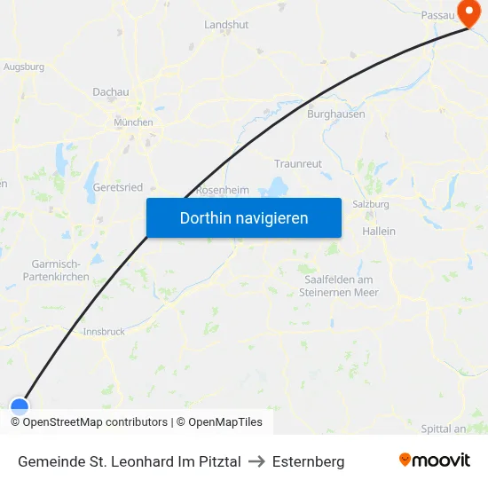 Gemeinde St. Leonhard Im Pitztal to Esternberg map