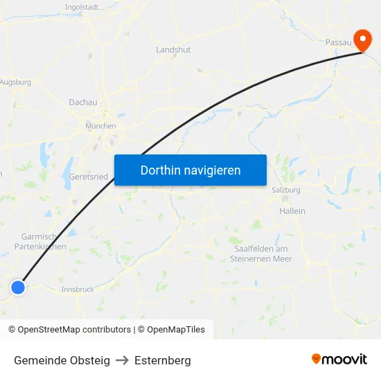 Gemeinde Obsteig to Esternberg map