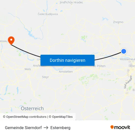 Gemeinde Sierndorf to Esternberg map