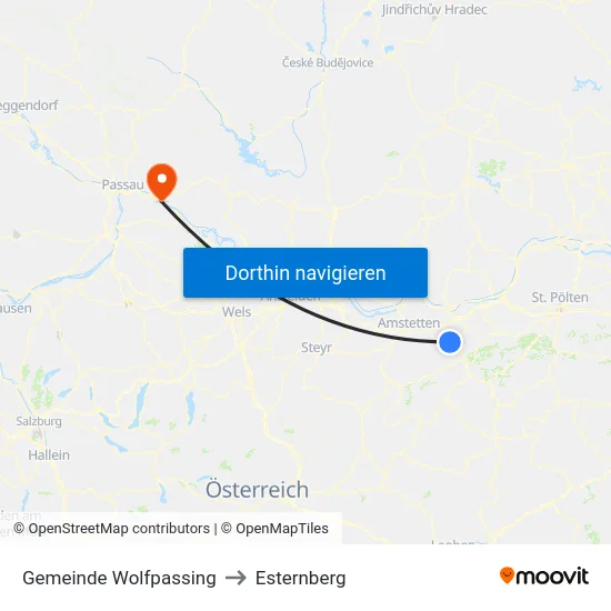 Gemeinde Wolfpassing to Esternberg map