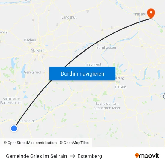 Gemeinde Gries Im Sellrain to Esternberg map