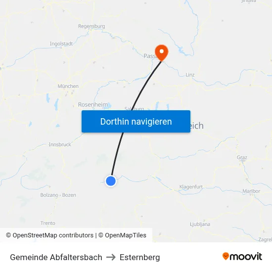 Gemeinde Abfaltersbach to Esternberg map