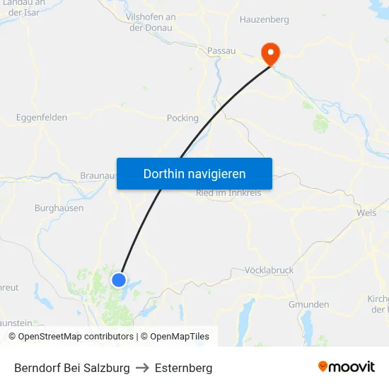Berndorf Bei Salzburg to Esternberg map