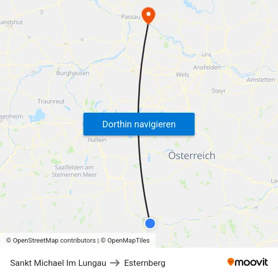 Sankt Michael Im Lungau to Esternberg map