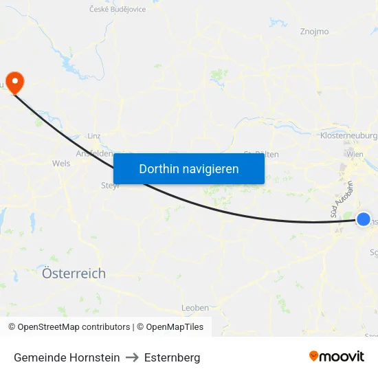 Gemeinde Hornstein to Esternberg map