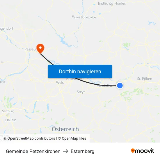 Gemeinde Petzenkirchen to Esternberg map