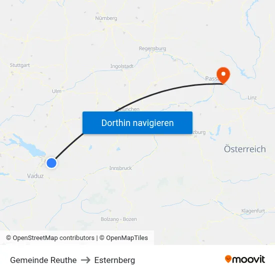 Gemeinde Reuthe to Esternberg map