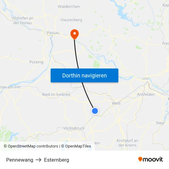 Pennewang to Esternberg map