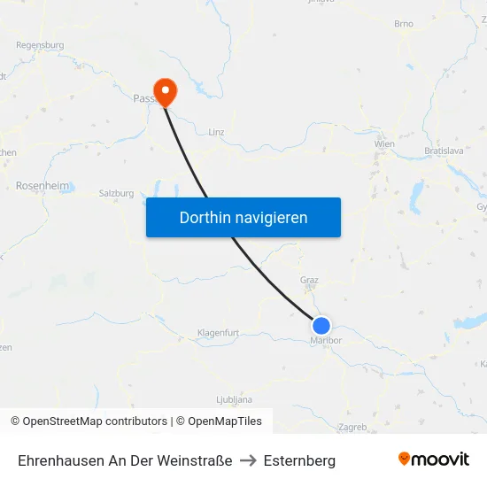 Ehrenhausen An Der Weinstraße to Esternberg map