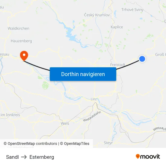 Sandl to Esternberg map