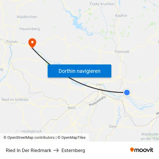 Ried In Der Riedmark to Esternberg map
