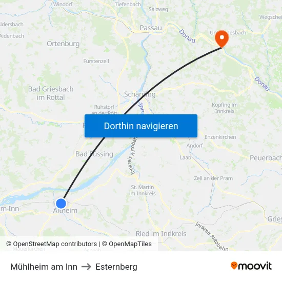 Mühlheim am Inn to Esternberg map