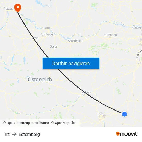 Ilz to Esternberg map