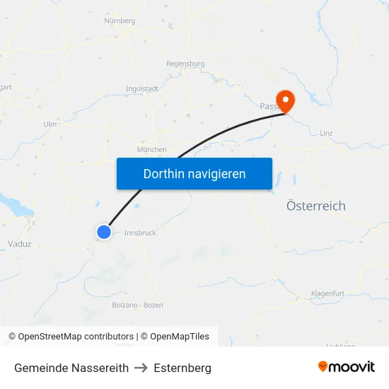 Gemeinde Nassereith to Esternberg map
