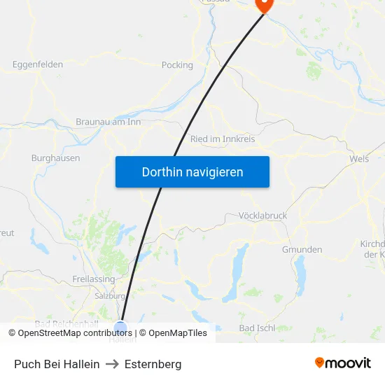 Puch Bei Hallein to Esternberg map