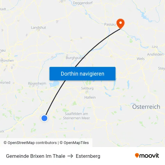 Gemeinde Brixen Im Thale to Esternberg map