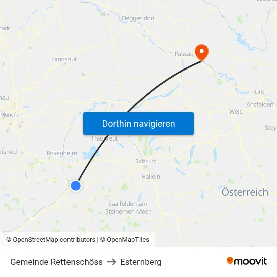 Gemeinde Rettenschöss to Esternberg map