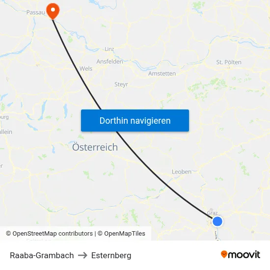 Raaba-Grambach to Esternberg map