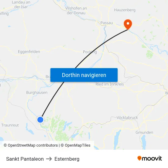 Sankt Pantaleon to Esternberg map