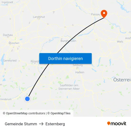 Gemeinde Stumm to Esternberg map