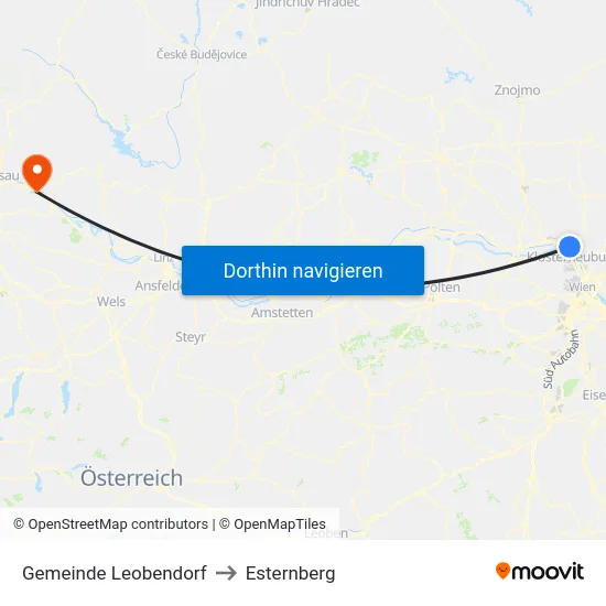 Gemeinde Leobendorf to Esternberg map