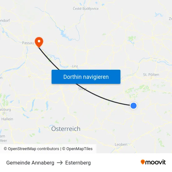 Gemeinde Annaberg to Esternberg map