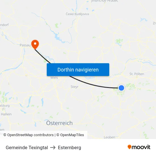 Gemeinde Texingtal to Esternberg map