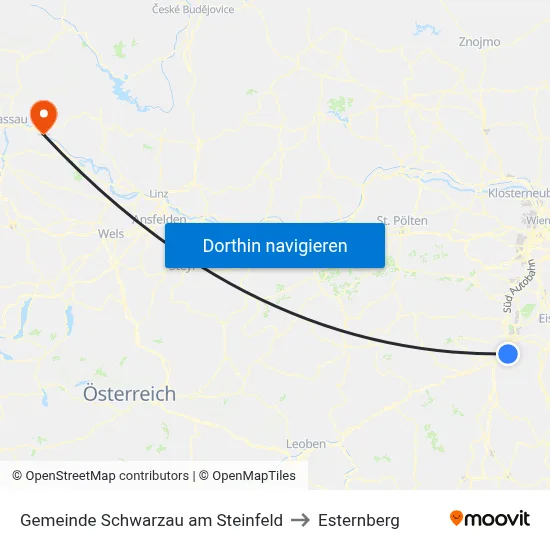 Gemeinde Schwarzau am Steinfeld to Esternberg map