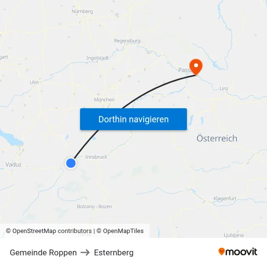 Gemeinde Roppen to Esternberg map