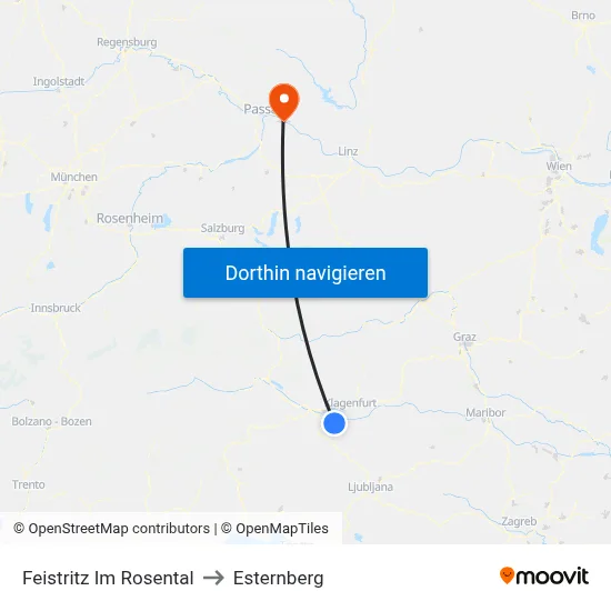 Feistritz Im Rosental to Esternberg map