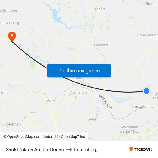 Sankt Nikola An Der Donau to Esternberg map