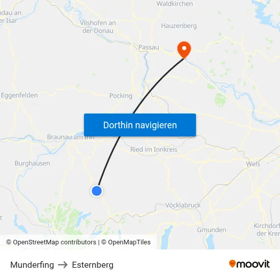Munderfing to Esternberg map