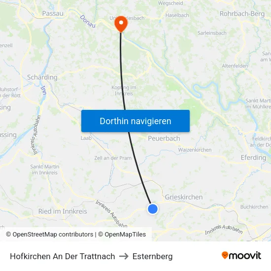Hofkirchen An Der Trattnach to Esternberg map
