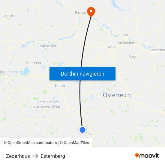 Zederhaus to Esternberg map