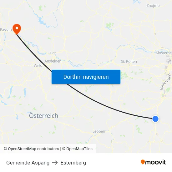Gemeinde Aspang to Esternberg map