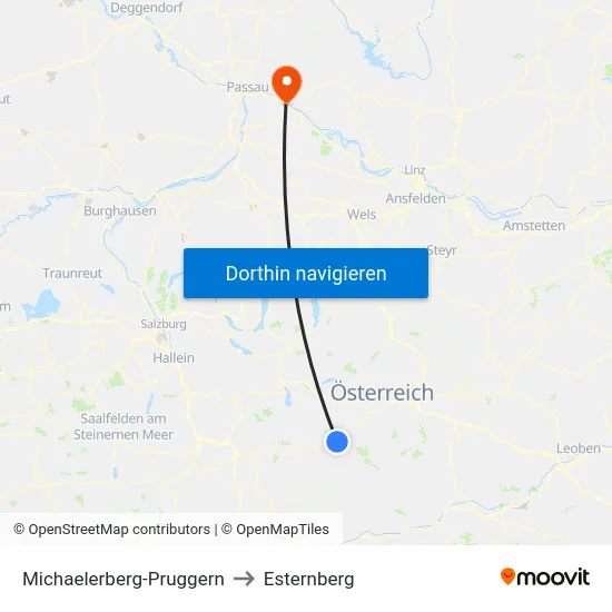 Michaelerberg-Pruggern to Esternberg map