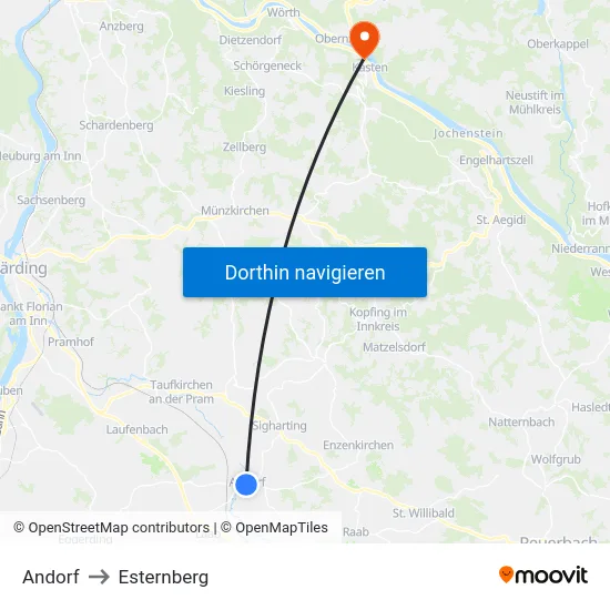 Andorf to Esternberg map