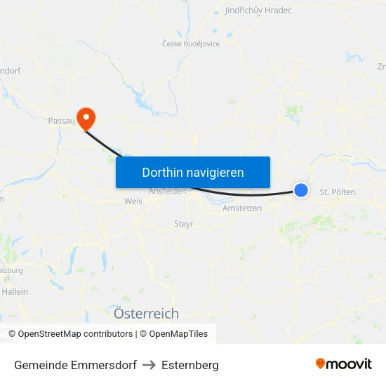 Gemeinde Emmersdorf to Esternberg map