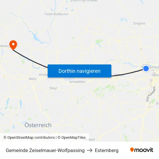Gemeinde Zeiselmauer-Wolfpassing to Esternberg map