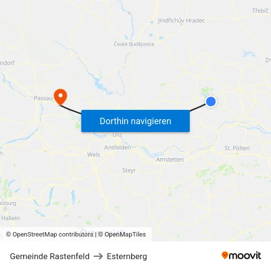 Gemeinde Rastenfeld to Esternberg map
