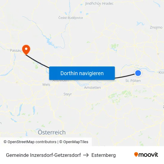 Gemeinde Inzersdorf-Getzersdorf to Esternberg map