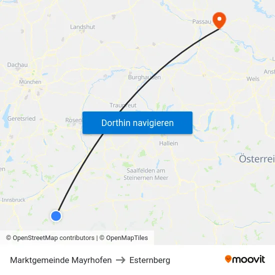 Marktgemeinde Mayrhofen to Esternberg map