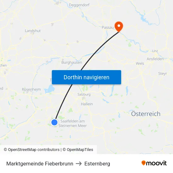Marktgemeinde Fieberbrunn to Esternberg map