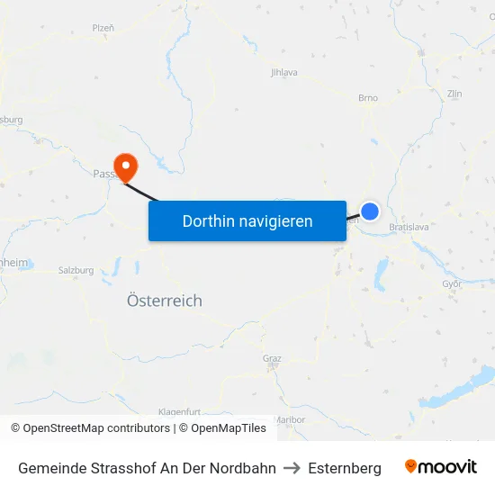 Gemeinde Strasshof An Der Nordbahn to Esternberg map