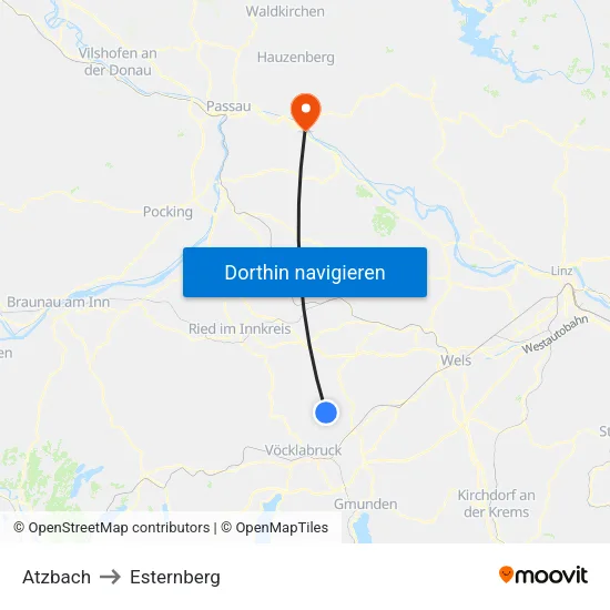 Atzbach to Esternberg map